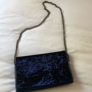 Chelsea 28 navy velvet clutch/shoulder bag